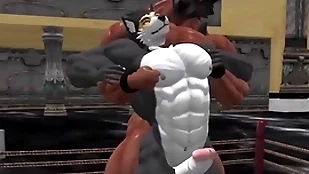 Werewolf x wolf wrestler