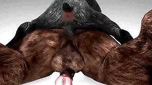 Minotaur fucks primate and cums involving his throat - wildlife