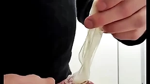 Simian habituated cumfilled condom from stranger