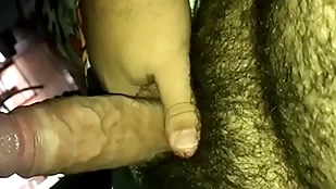 Fat cock obtaining hard coupled with cumming