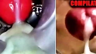 Close-up fuck together with cum inside! heavy joyful compilation / fleshlight cum