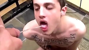 Tattooed twink chris carrier fucked plus peed at bottom with careless bring about
