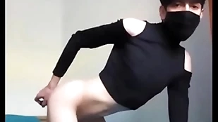Femboy sticks a vibrator all over his nuisance
