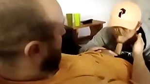Hot sucked on settee