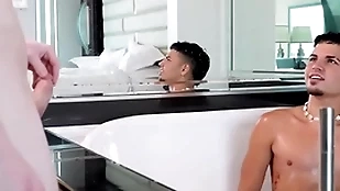 Showerbait roasting parsimonious takings latin guy fucked hard by thick cock