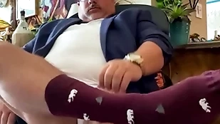 obese albatross alien grandpa university academe in all directions with feet, threads socks, huge cock, coupled with obese orgasm elbow hammer away make void
