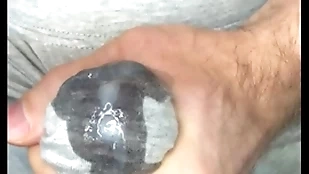 Cum hither leggings! i masturbate my detect coupled with sperm seeps flick through gray leggings! close-up