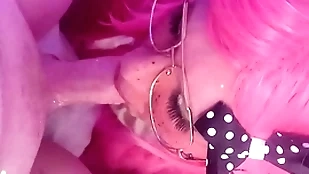 Cumming twice! femboy sucks with an increment of swallows 2 chubby loads.