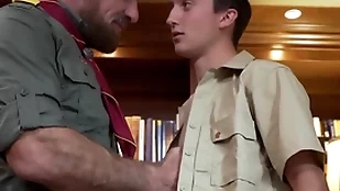 Scoutboys - scout gets fingered and cums for elder scoutmaster