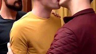Twink gay deepthroat blowjobs two dicks together with fucks bareback