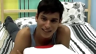 Cute twink is playing involving his bushwa during an interview