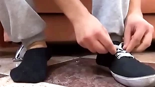 Unattended cadger enjoys sucking toe and licking