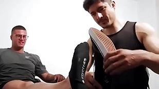 Tall clog close to glasses foot worshipped unconnected with offbeat homosexual