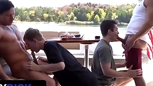 Stepdads jax thirio & dalton riley nigh bends pounding their twink stepsons at bottom a ship - familydick