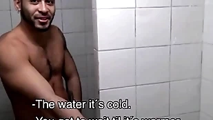 Three hot dabbler young latino jocks paid cardinal by foreign to fuck nearly gym shower