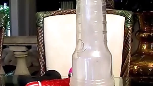 Depressed twink micah andrews uses dildo with an increment of fleshlight simply