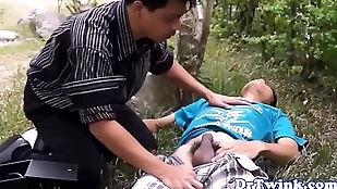 Asian doctor blows twink alfresco as A principal help