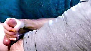 Cumshot after jacking exposed to the couch  C - 9.23